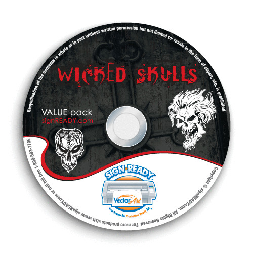 SKULLS CLIPART-VECTOR CLIP ART-VINYL CUTTER PLOTTER IMAGES & T-SHIRT GRAPHICS CD