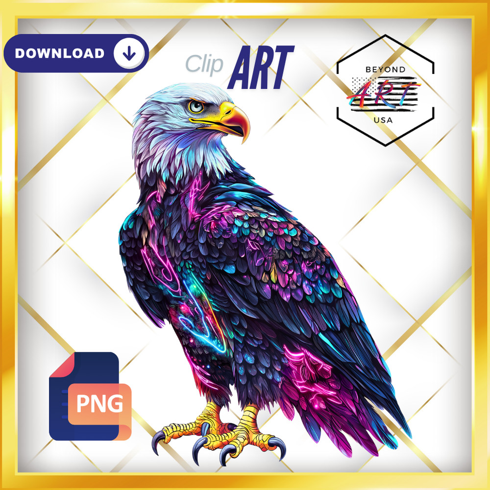 The Bald Eagle Reimagined in Vibrant RGB – Digital Download Clip Art #45