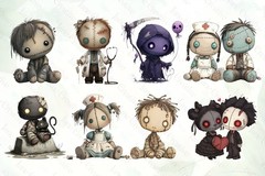 Spooky Doll Sublimation Bundle – 31 Creepy Cute PNGs