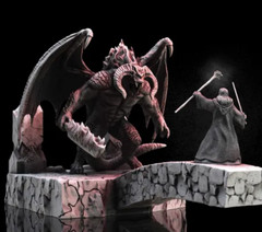 Digital Stl file Balrog Vs Gandalf Diorama Print, for 3D printer