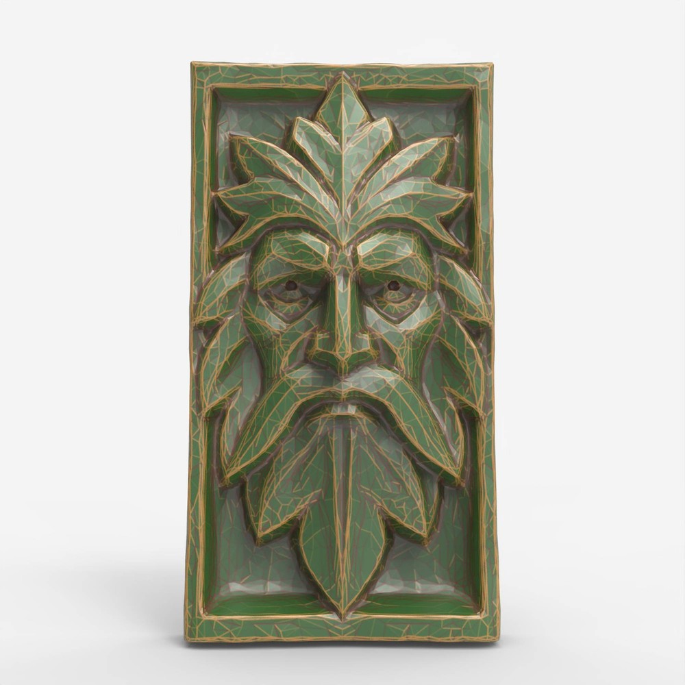CNC Green Man Face – & Carving Model – STL File for Laser Engrave & CNC Route