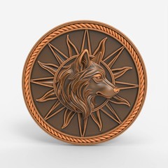 Wolf Medallion Relief 3D Model STL File for Wood CNC Carving