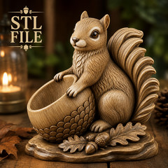 Squirrel Bowl Relief Relief 3D Model STL File for CNC Router Wood Carving