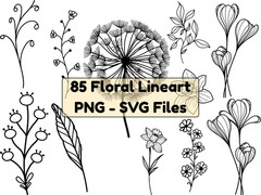 85 Floral Line Art SVG Bundle Wildflower Minimalist Botanical Cricut Cut Files