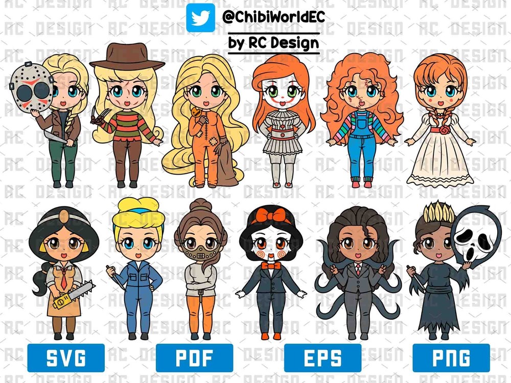 Princess Halloween Svg, Bundle Halloween, halloween characters file