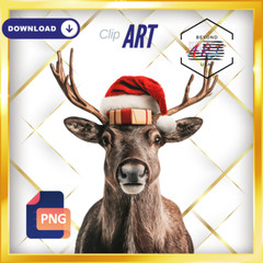 The Jolly Reindeer Ready for Christmas Cheer – Digital Download Clip Art #41