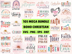 105 Boho Christian SVG Bundle Bible Verse PNG Botanical Faith Scripture Cricut