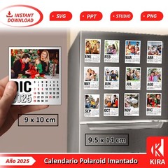 Calendario Polaroid Imantado 2025 Svg, cricut, png, diseños archivos de cortes