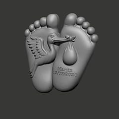 Personalized Baby Feet Stork 3D Art File – STL for CNC Router & 3D Printing