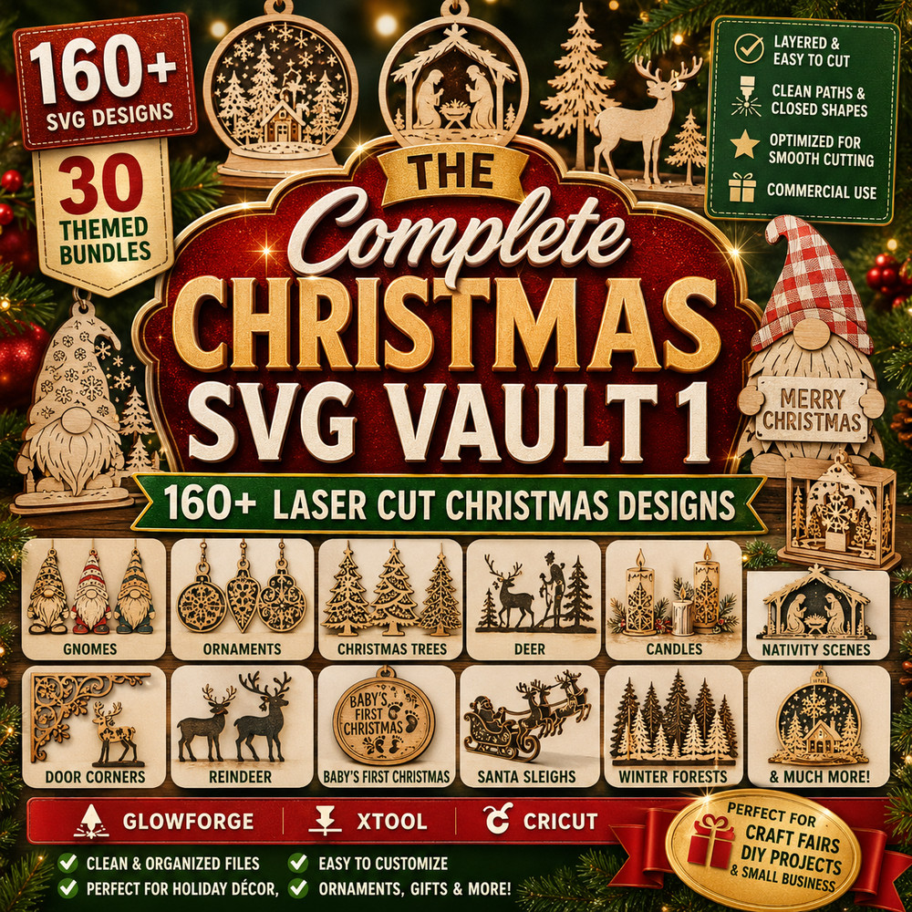 Complete Christmas SVG Vault 160+ Laser Cut Designs, Digital Download