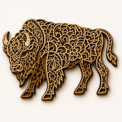 3D Layered Bison Mandala SVG Laser Cut File, Digital Download