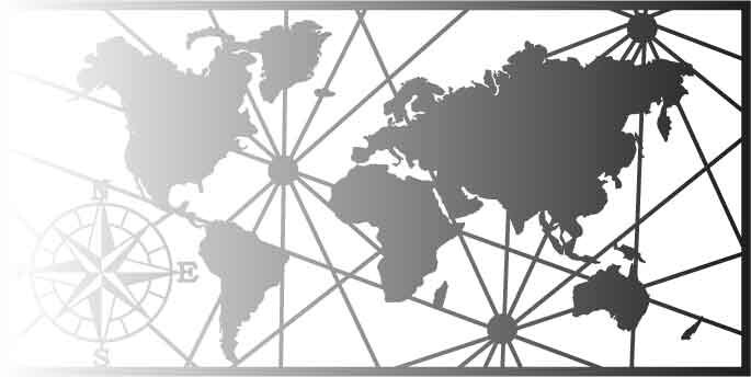 World Map Compass – DXF SVG DWG PDF CNC Plasma Laser Wood Router – Ready to cut