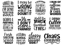 90 Sarcastic Quotes SVG Bundle Funny Saying Snarky Shirt Design Cut Files Cricut