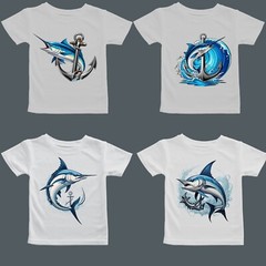 Powerful Marlin & Anchor Digital Art Bundle Ocean Inspired Cartoon Illustrations