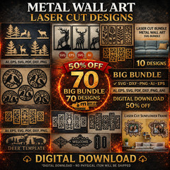 Metal Wall Art Laser Cut Designs Bundle, 70 Designs, Digital Download