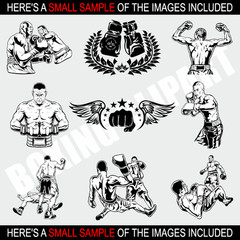BOXING-BOXER CLIPART -VECTOR CLIP ART-VINYL CUTTER PLOTTER & T-SHIRT GRAPHICS CD