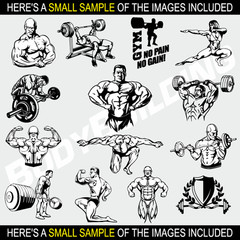 BODYBUILDING CLIPART-VECTOR CLIP ART -VINYL CUTTER PLOTTER & T-SHIRT GRAPHICS CD