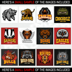 ANIMAL SPORTS MASCOT CLIPART-VECTOR CLIP ART IMAGES +T-SHIRT DESIGN TEMPLATES CD
