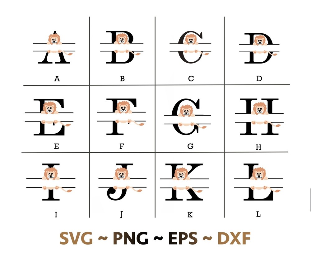 Cute Lion Alphabets SVG bundle, Fancy alphabets files, SVG files for cricut