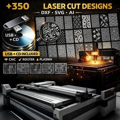 +20 PACK DXF SVG Ai Laser Cut Designs on USB/CD – CNC Router Plasma Cutting