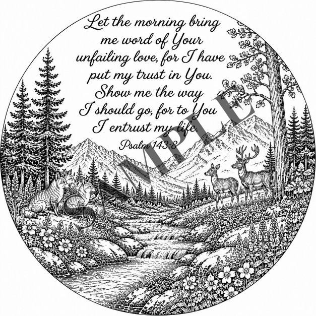 Psalm 143:8 Bible Scripture PNG/JPG CAD files for laser engraving 4 files