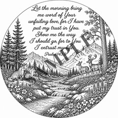 Psalm 143:8 Bible Scripture PNG/JPG CAD files for laser engraving 4 files