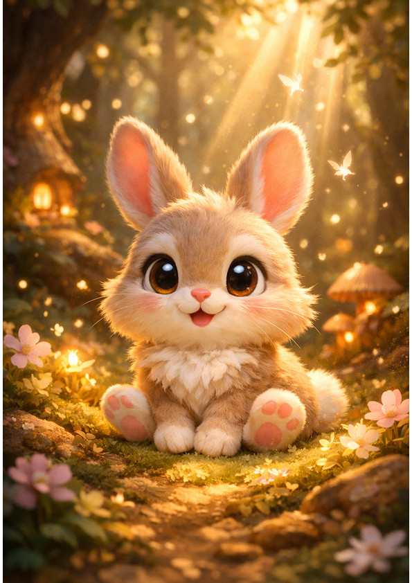 Cute Bunny Digital Illustration | Whimsical Character Artwork