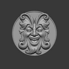Smiling Face Carved Medallion – Wood Carving Design – 3D STL CNC File