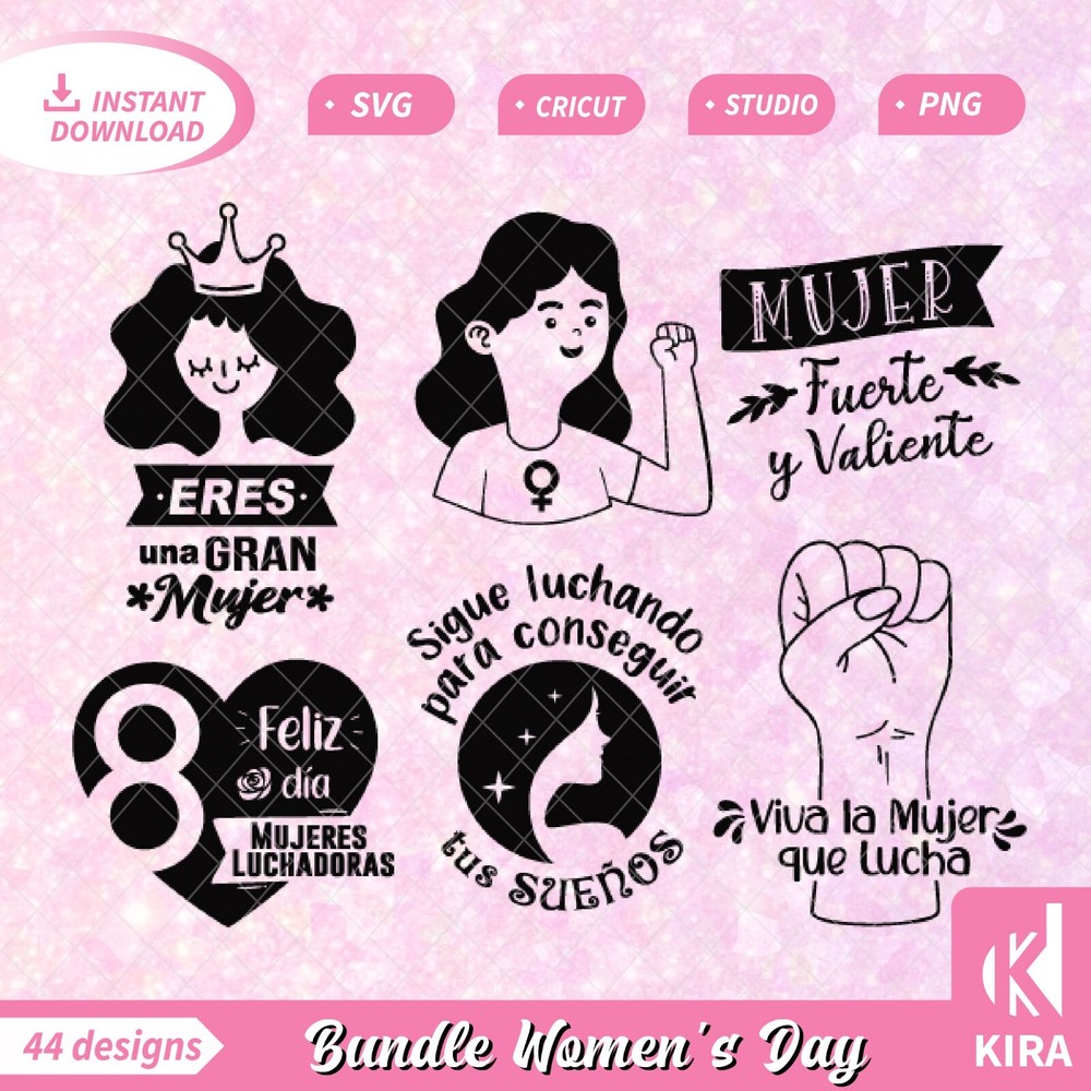 Bundle 44 Women’s Day, March 8 design, Svg, cricut, png, Silhouette file digital