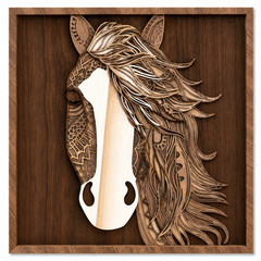 3D Layered Horse Mandala SVG Laser Cut File, Digital Download