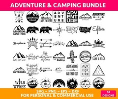 Adventure Bundle SVG, Mountain svg bundle hand drawn, Outdoors adventure svg,