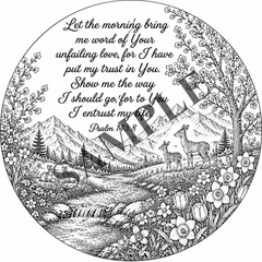Psalm 143:8 Bible Scripture PNG/JPG CAD files for laser engraving 4 files