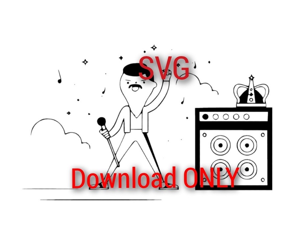 Freddy Mercury SVG Image Clipart Design Vinyl Decal Sticker ** Download ONLY