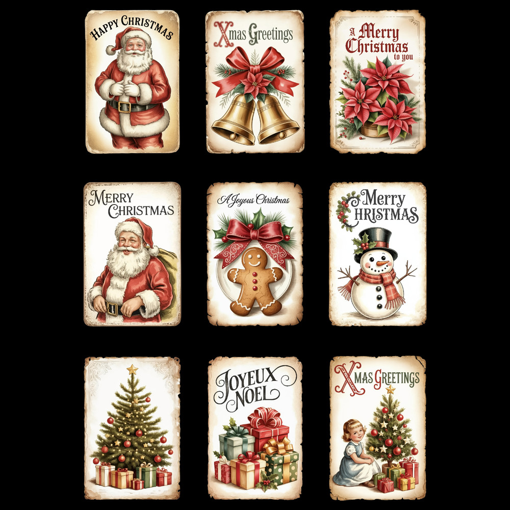 Retro Christmas Quotes Labels Bundle – 20 PNG Designs for Holiday Cards & Crafts