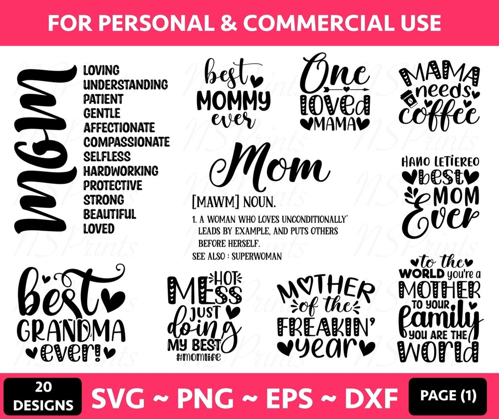 20 Mom svg bundle hand lettered | mothers day svg | mom life svg | mama svg |