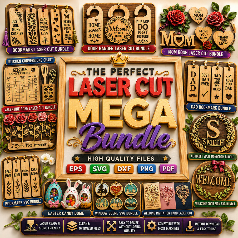 470+ 3D Crafts SVG Mega Bundle | Laser Cut Files for Glowforge, Digital Download