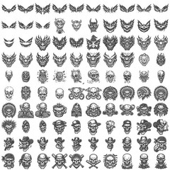 Skull N Cutz 100 High Quality Skull-Style Vectors EPS, SVG, DXF CD-Rom FREE SHIP