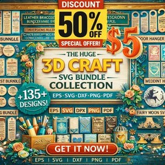 3D Craft SVG Bundle, 135+ Laser Cut Designs, Digital Download