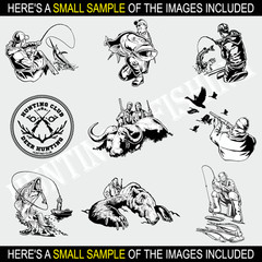 HUNTING+FISHING CLIPART-VECTOR CLIP ART-VINYL CUTTER PLOTTER+T-SHIRT GRAPHICS CD