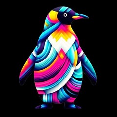 Penguim PNG Clip Art Colorful Abstract Sublimation Design Digital Clipart