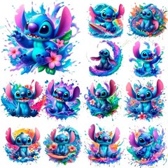 Cartoon Splash Watercolor Digital design Png Bundle, Cartoon Png for sublimation