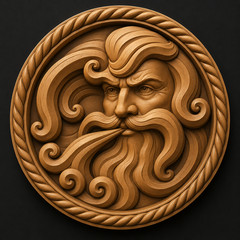 Digital Mythical Deity Face Medallion – STL – 3D Model for CNC and 3D Printer