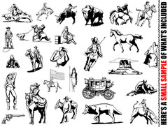 COWBOY RODEO HORSE CLIPART-VINYL CUTTER PLOTTER IMAGES-EPS VECTOR CLIP ART CD