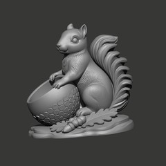 Squirrel Bowl Relief Relief 3D Model STL File for CNC Router Wood Carving
