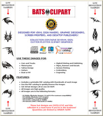 BATS CLIPART IMAGES -VECTOR CLIP ART -VINYL CUTTER PLOTTER & EPS GRAPHICS CD