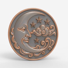 Crescent Moon Medallion Stars Wood Carving – Wood Carving Design – 3D STL CNC