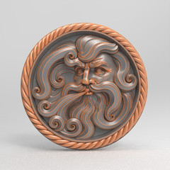 Digital Mythical Deity Face Medallion – STL – 3D Model for CNC and 3D Printer
