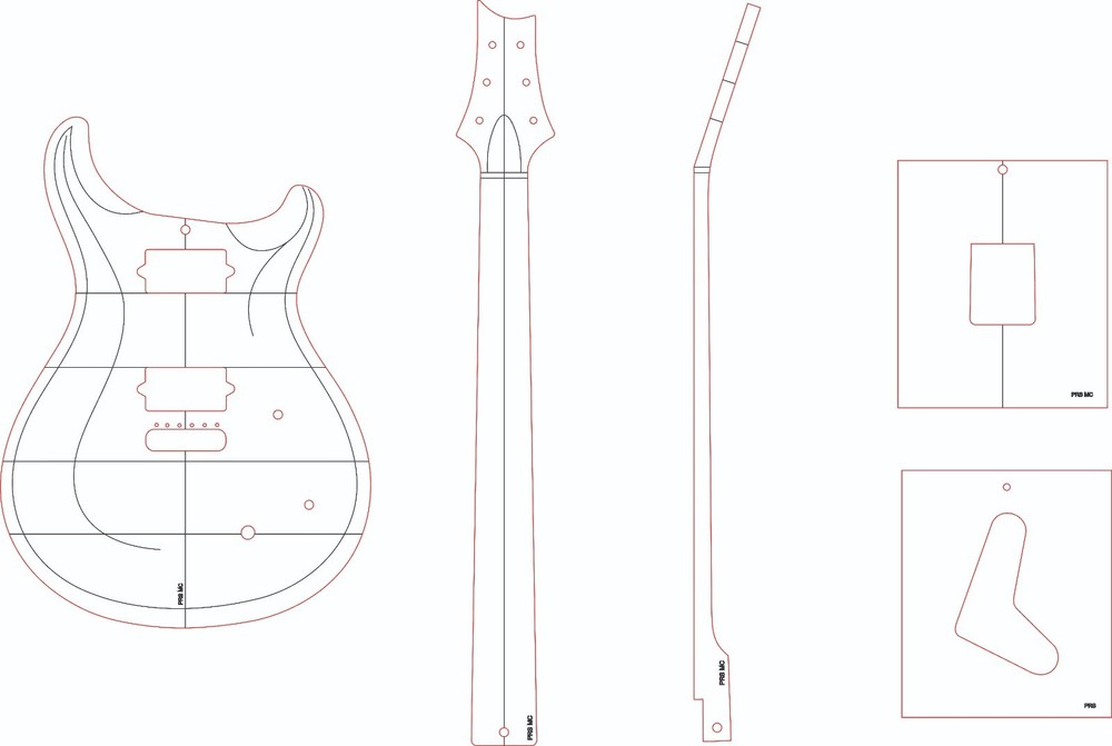 PRS McCarty style template files vector DXF CDR PDF pattern CNC laser router
