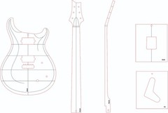 PRS McCarty style template files vector DXF CDR PDF pattern CNC laser router