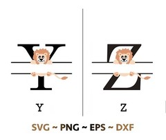 Cute Lion Alphabets SVG bundle, Fancy alphabets files, SVG files for cricut